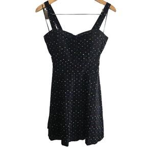 BLACK RAINBOW STITCH BUSTIER A LINE DRESS